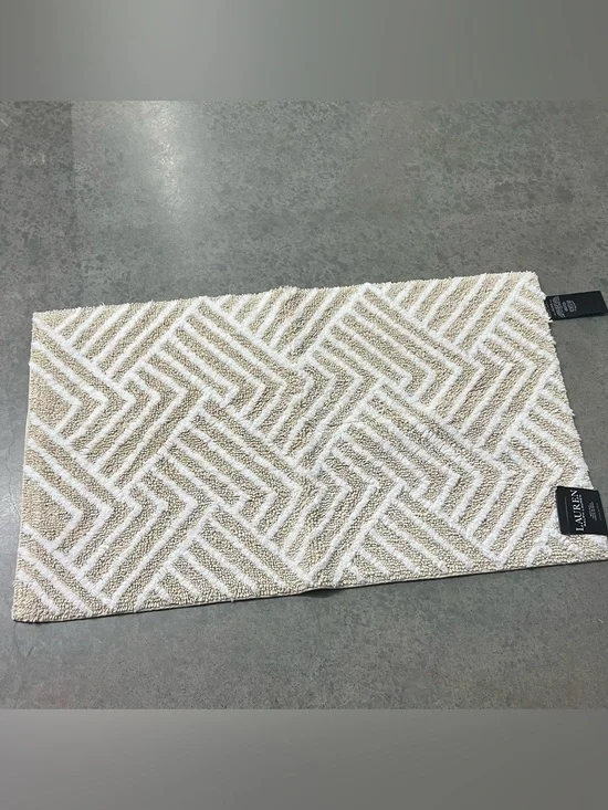 Lauren Ralph Lauren Geometric Chevron Neutral Cotton Bath Rug