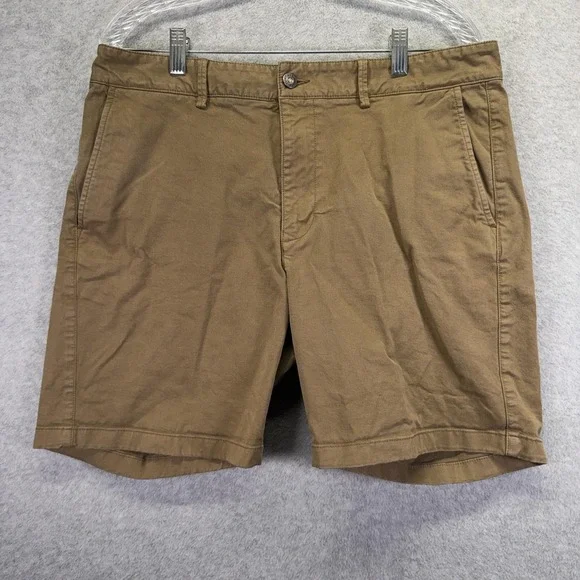 Flint And Tinder Shorts Mens 34 Brown Chino Stretch 7in Casual Summer Classic