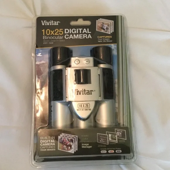 Vivitar 10x25 Digital Binocular Camera — Silver & Black