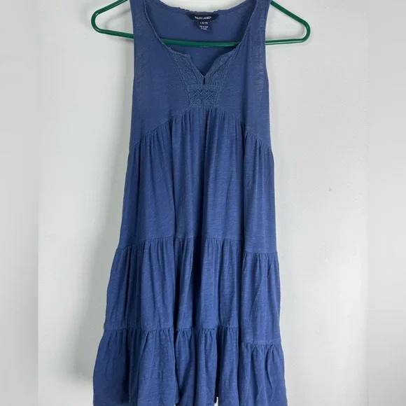 Ralph Lauren Girls Blue Tiered Cotton Dress Sleeveless L 12-14 Boho
