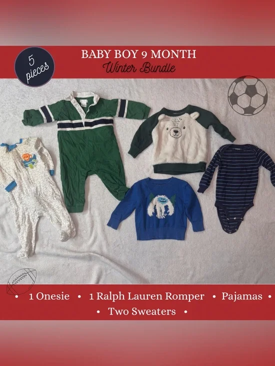 6-9 Month Winter Boy Bundle | 5 Pieces | Ralph Lauren Outfit
