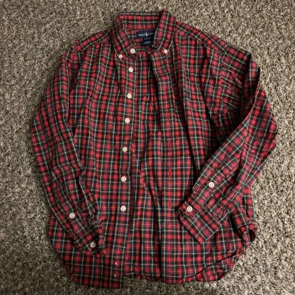 Ralph Lauren Small Red and Green Plaid Button Down Shirt