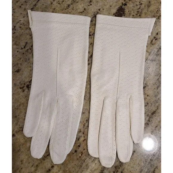 Vintage Size S 6 1/4 Off-White Soft Leather Formal 8.5