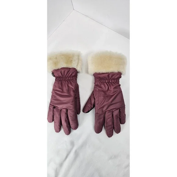 UGG Touchscreen Tech Gloves Womens S/M Pink Leather Palm‎ Shearling
