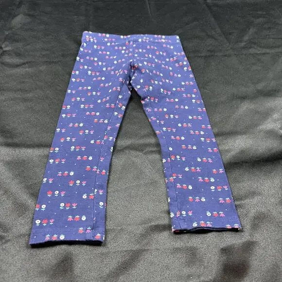 Old Navy Girls Leggings 3T Navy Floral‎ Stretch EUC
