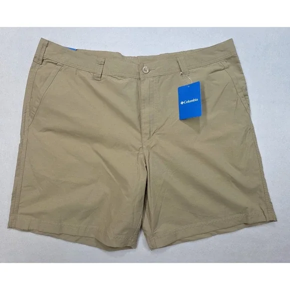 NEW Columbia Shorts Mens 40 Beige Chino Shorts Birch Forest II Nylon Blend $30