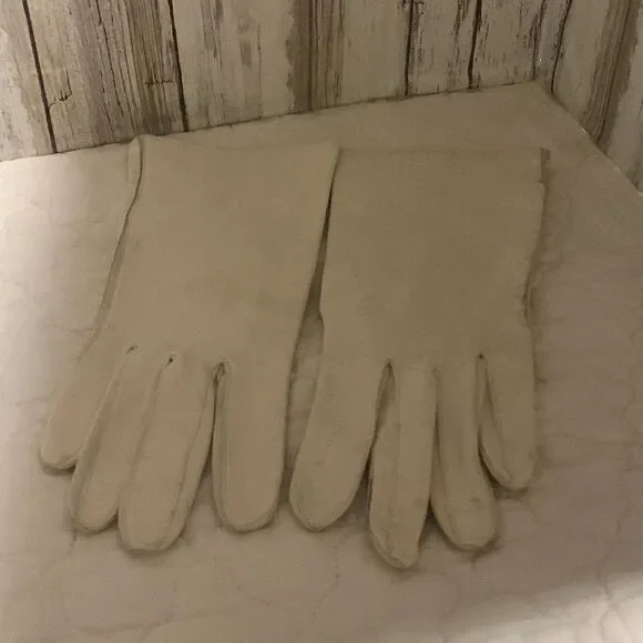 ‎Vintage White Kidskin Leather Gloves