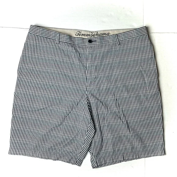 Tommy Bahama Paradise Nation Shorts Mens 40 100% Cotton Checkered‎ Blue Beach