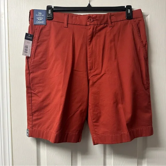 Casual Roundtree & Yorke Men's Classic Fit Shorts Rust Brown Inseam 9