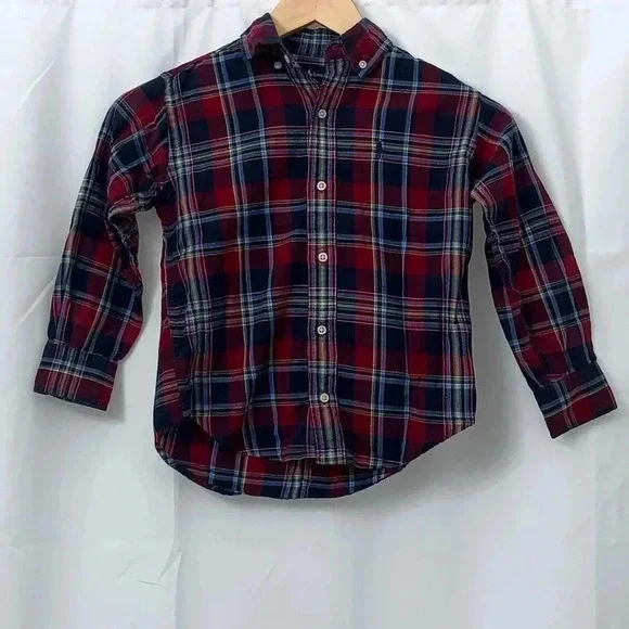 Boys Ralph Lauren Long Sleeve Plaid Button Down Shirt Size 5‎ EUC