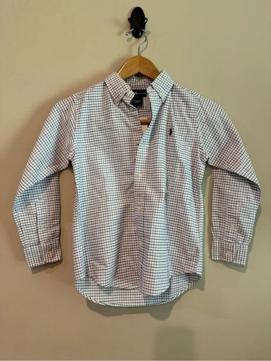Polo by Ralph Lauren White Blue Check Button-Down Shirt - Boys