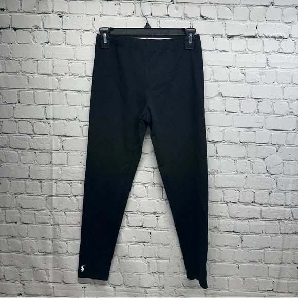 Polo Ralph Lauren girls Black Leggings with Logo Sz xl (16) NWT