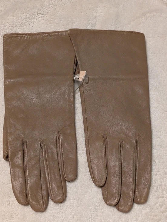 Leather Gloves Beige 7 New