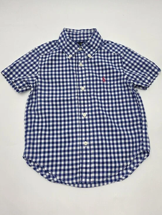 Ralph Lauren boys' short-sleeved gingham button down shirt size 2T