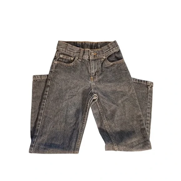 Faded Glory Kids Gray Black Straight Leg Denim Jeans Size 10S Dark Wash Cotton‎