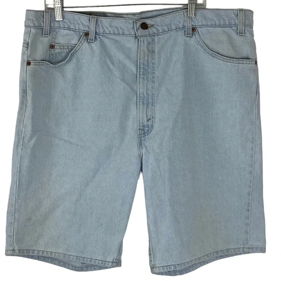Vintage 90s Levi 505 Orange Tab Distressed Denim Jean Shorts Mens Size 42 Light