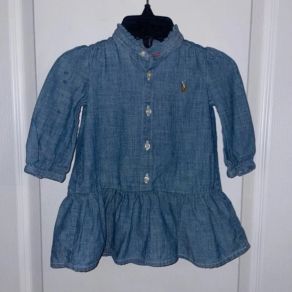 Ralph Lauren Baby Chambray Denim Shirt Dress size‎ 6 months