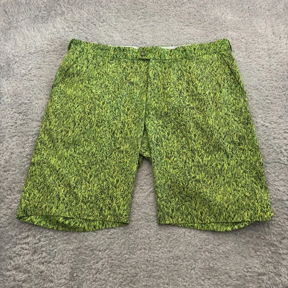 Loudmouth‎ Golf Mens Green Grass Print Performance Shorts Size 38 Golfwear