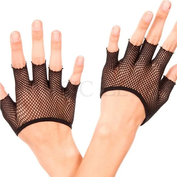 NWT BLACK FISHNET FINGERLESS GLOVES‎ ONE SIZE FITS MOST