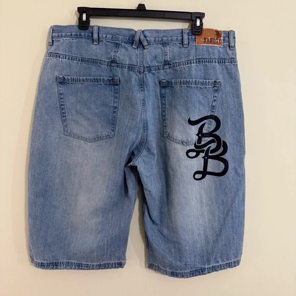 Bad Boy Baggy Denim Shorts Mens 42 Blue Y2K Skate vintage