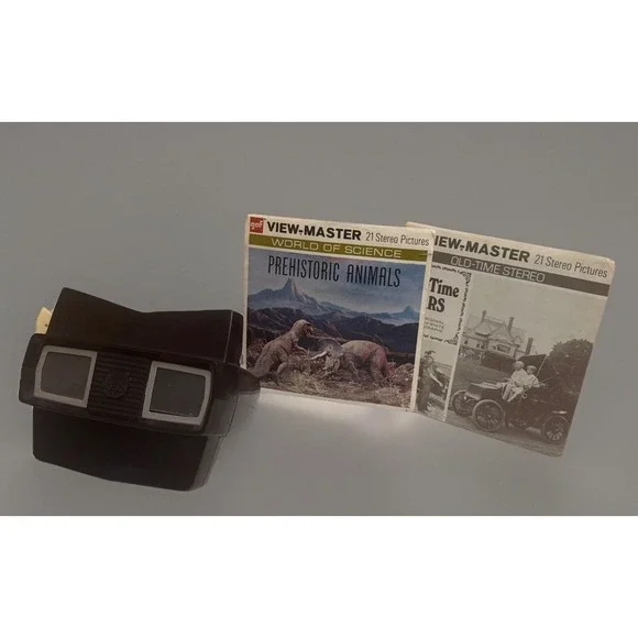 View-Master Sawyer's 3-DIMENSION 1951 Vintage With Old Cars/Dinosaur Reels