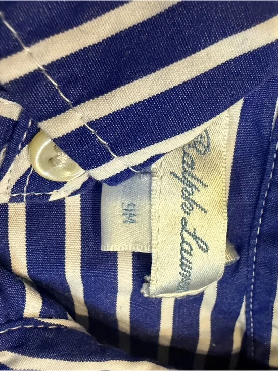 Ralph Lauren Baby Boys 9m Blue and White Striped Polo Romper One Piece