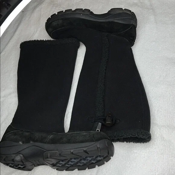 LANDS END 8 Black Suede Fur Lined Zip Below Knee Winter Waterproof Boots