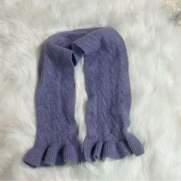 Ralph Lauren Purple Knit Scarf with Ruffled Edges