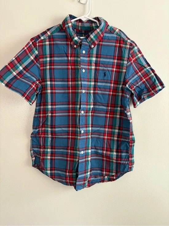 Ralph Lauren Boy’s Multicolor Plaid Button Down Shirt Size L 14-16