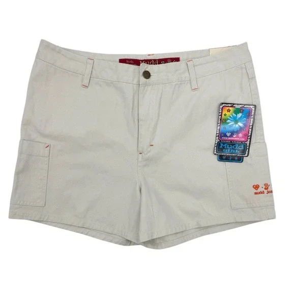 Mudd Jeans Womens 16.5 Plus Cargo Shorts Y2K High Rise Utility NWT Vintage Style