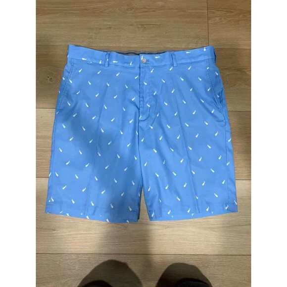 Walter Hagen 11 Majors Golf Shorts Mens 40 Blue Beverage Print 100% Polyester
