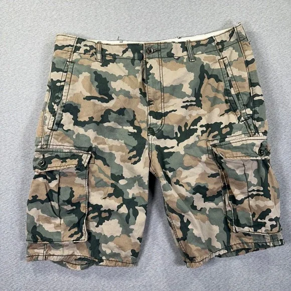 Levis Camo Cargo Shorts Mens 36 Green Cotton Military Tactical Utility