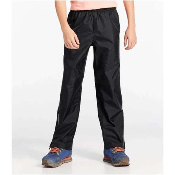L.L.Bean Kids Trail Model Rain Pants Black Sz 16 Waterproof Nylon Hiking Outdoor