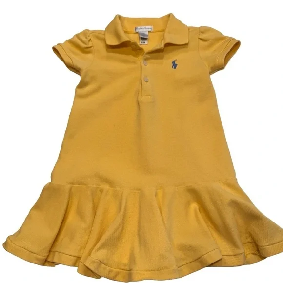 Ralph Lauren Toddler Girls 12 Months Short Sleeve Polo Dress - Yellow