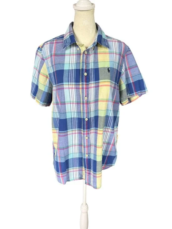 Ralph Lauren boys XL 18-20 plaid short sleeve collared button down shirt
