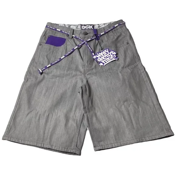 DGK “Above The Belt” Gray Denim Jean Shorts Streetwear Lace Belt Men’s Size 30