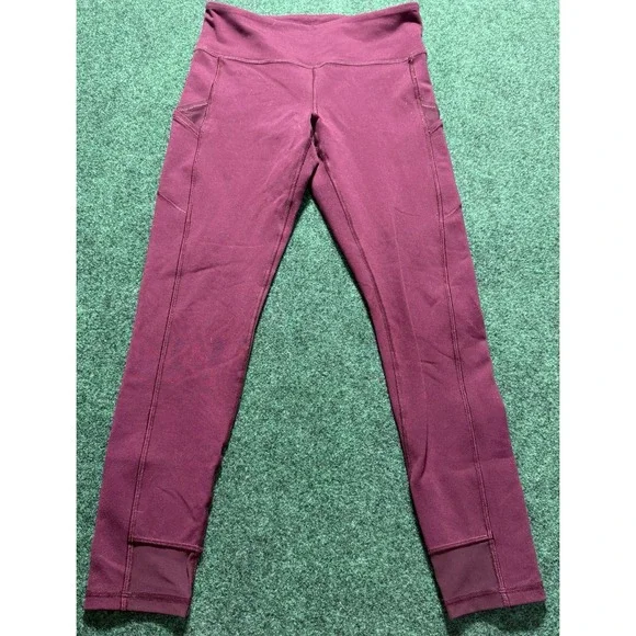 Ivivva by Lululemon Burgundy Maroon Leggings Mesh Side Panels Girls Size 12‎