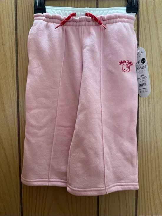 wonder nation Light Pink Hello Kitty Sweatpants with Red Drawstring