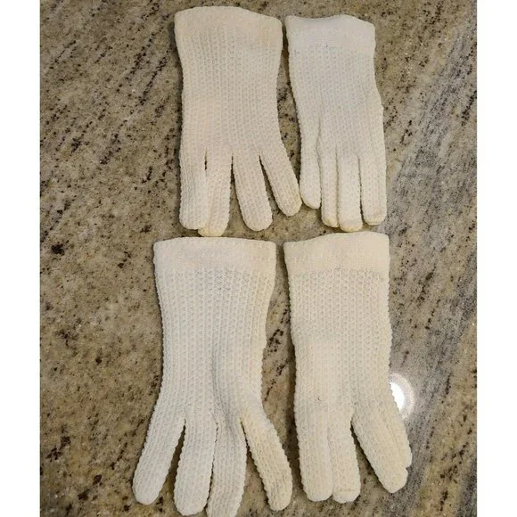 2 Pair Vintage White Stretch Nylon Formal 7