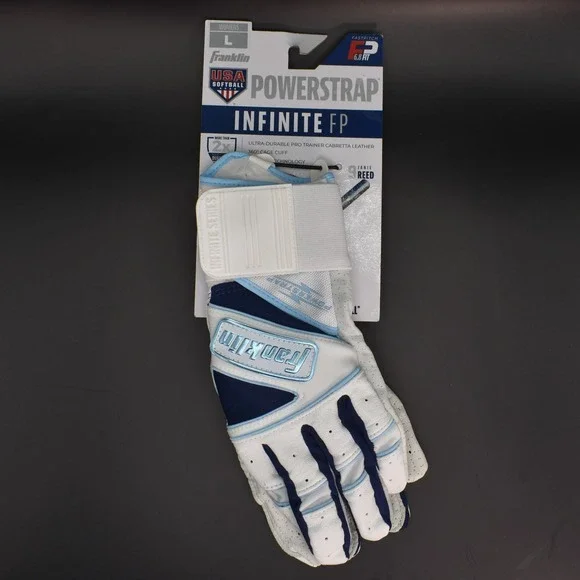 Franklin‎ Powerstrap Infinite FP Softball Batting Gloves Adult Large White NEW
