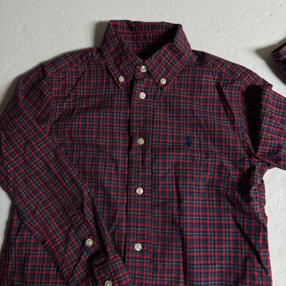 Ralph Lauren Kids Button Down Plaid Shirt - Boys Red‎ Blue Checkered