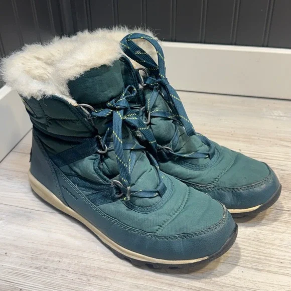 Sorel Womens Boots Size 8 Whitney‎ Green Fur Waterproof Winter NL2776-375