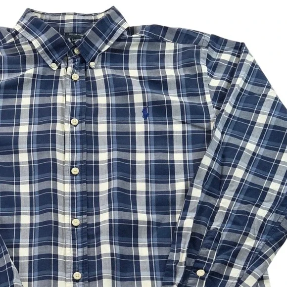 Ralph Lauren Kids XL (18-20) Blue Plaid Long Sleeve Button‎ Down Shirt