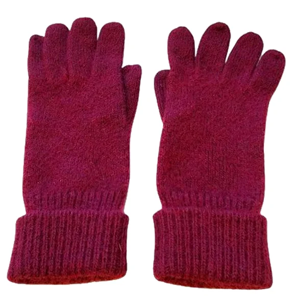 Aris Maroon Knit Gloves OS