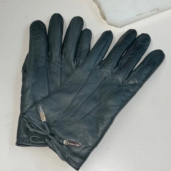 COACH Luxurious Gray Leather Gloves Sz 7.5