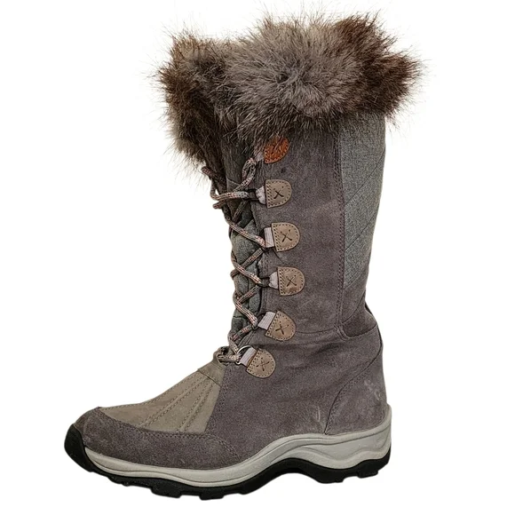 Women's Clarks Wintry Hi Tall Temps -20 C Grey Suede Winter Boots US 9.5 UK 7