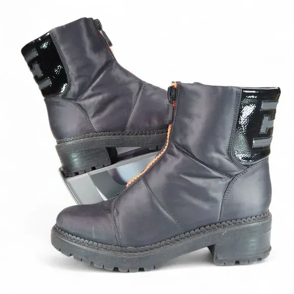 Sam Edelman Jalissa Puffer Waterproof Boots Women's 7 Black‎ / Orange