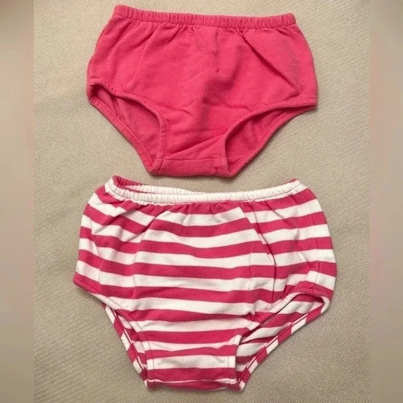 2 Ralph Lauren baby Bloomers shorts diaper cover pink stripes toddler girl