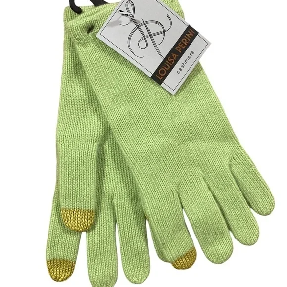 Louisa Perini Cashmere Gloves NWT in Lime Green Tech fingers