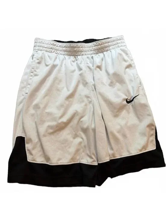 Nike Kids Boys Large+ Husky White Black Basketball Shorts